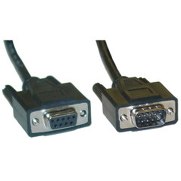 Aish Serial Extension Cable Black DB9 Male to DB9 Female RS-232 UL rated 9 Conductor 1:1 3 foot AI50497